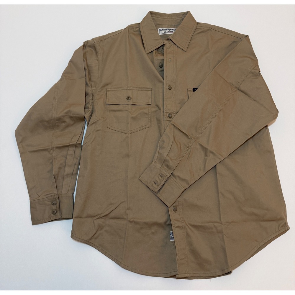 Levi Strauss Signature Pro Grade Workwear Shirt Mens Medium Khaki Cotton Twill